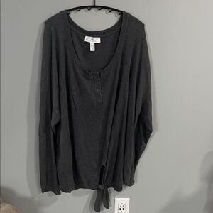 Addition Elle Charcoal Tie/Button Shirt 2X